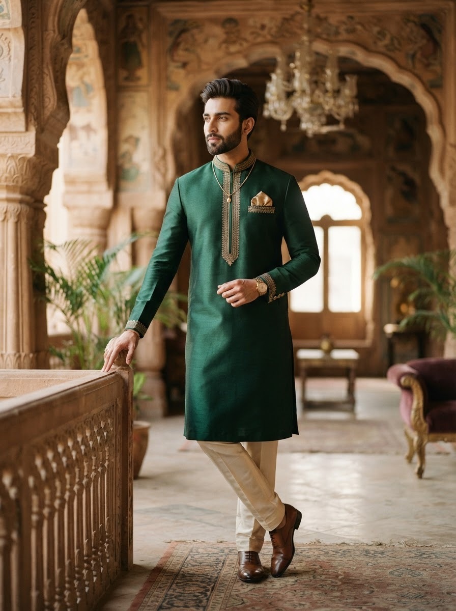 imageye___-_imgi_11_3b5ccdf2f_generated_f0231e98 Emerald Silk Panjabi - Image 1